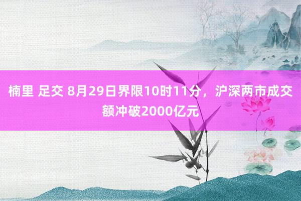 楠里 足交 8月29日界限10时11分，沪深两市成交额冲破2000亿元