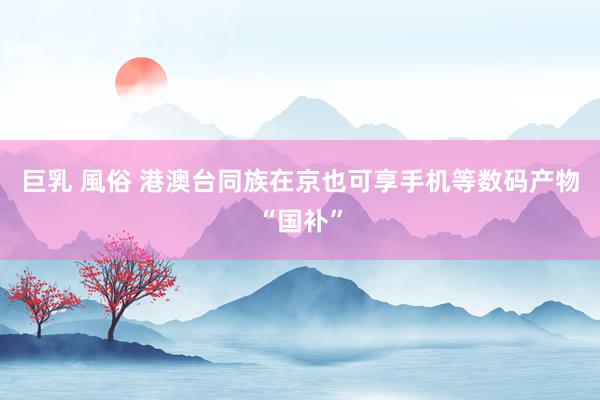 巨乳 風俗 港澳台同族在京也可享手机等数码产物“国补”