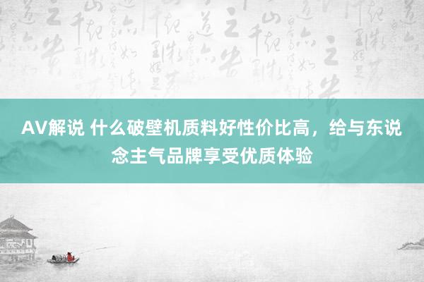 AV解说 什么破壁机质料好性价比高，给与东说念主气品牌享受优质体验
