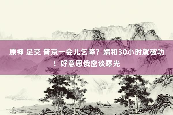 原神 足交 普京一会儿乞降？媾和30小时就破功！好意思俄密谈曝光