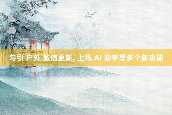 勾引 户外 微信更新， 上线 AI 助手等多个新功能