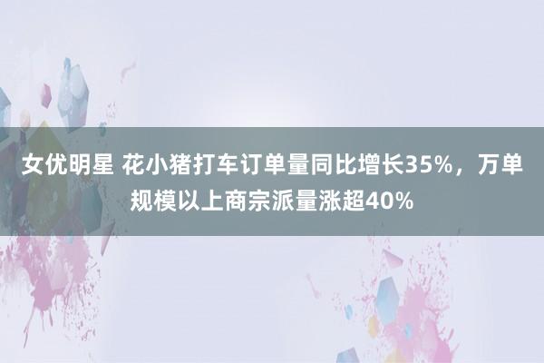 女优明星 花小猪打车订单量同比增长35%，万单规模以上商宗派量涨超40%