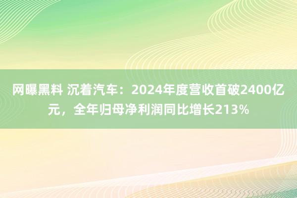 网曝黑料 沉着汽车：2024年度营收首破2400亿元，全年归母净利润同比增长213%